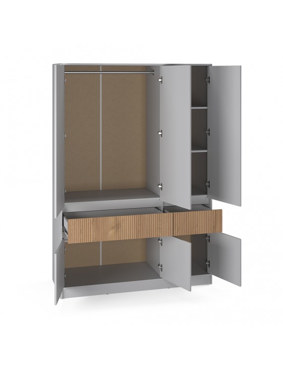 Шафа розпашна для одягу з висувними шухлядами (полиці - штанга) Эверест Стайл-1400 140х53х203 см Кашемір/Канелла (DTM-073576)