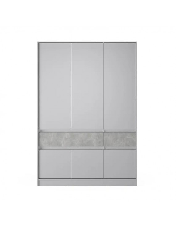 Шафа розпашна для одягу з висувними шухлядами (полиці - штанга) Эверест Стайл-1400 140х53х203 см Кашемір/Бетон (DTM-071164)