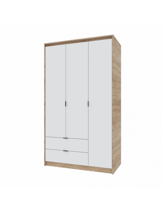 Шафа розпашна для одягу з висувними шухлядами (полиці - штанга) Еверест Сіті-1200 120,2х50х204,6 см Дуб сонома/Білий (DTM-071124)