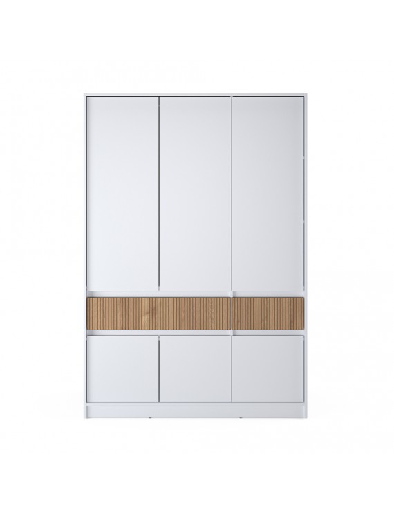Шафа розпашна для одягу з висувними шухлядами (полиці - штанга) Эверест Стайл-1400 140х53х203 см Німфея Альба (білий)/Канелла (DTM-073577)
