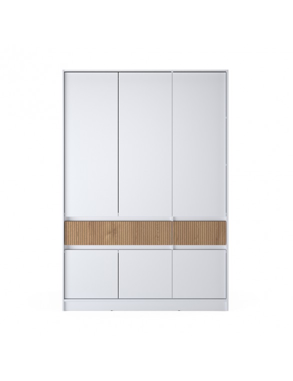 Шафа розпашна для одягу з висувними шухлядами (полиці - штанга) Эверест Стайл-1400 140х53х203 см Німфея Альба (білий)/Канелла (DTM-073577)