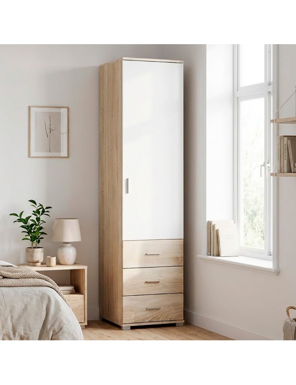 Шафа-пенал закрита з ящиками Еверест Бриз-17 Дуб сонома/Білий (DTM-073870)