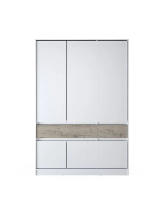 Шафа розпашна для одягу з висувними шухлядами (полиці - штанга) Эверест Стайл-1400 140х53х203 см Німфея Альба (білий)/Дуб крафт сірий (DTM-071163) (DTM-071163)