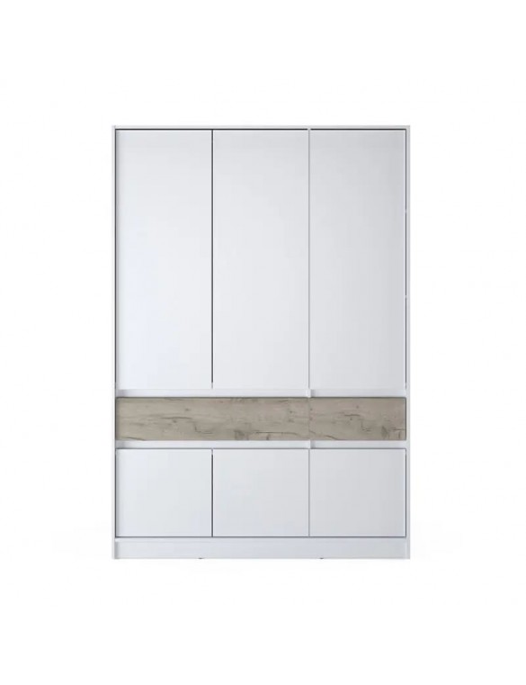 Шафа розпашна для одягу з висувними шухлядами (полиці - штанга) Эверест Стайл-1400 140х53х203 см Німфея Альба (білий)/Дуб крафт сірий (DTM-071163) (DTM-071163)