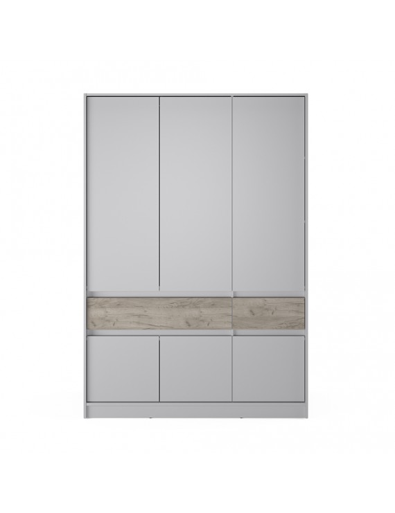 Шафа розпашна для одягу з висувними шухлядами (полиці - штанга) Эверест Стайл-1400 140х53х203 см Кашемір/Дуб крафт сірий (DTM-071162)