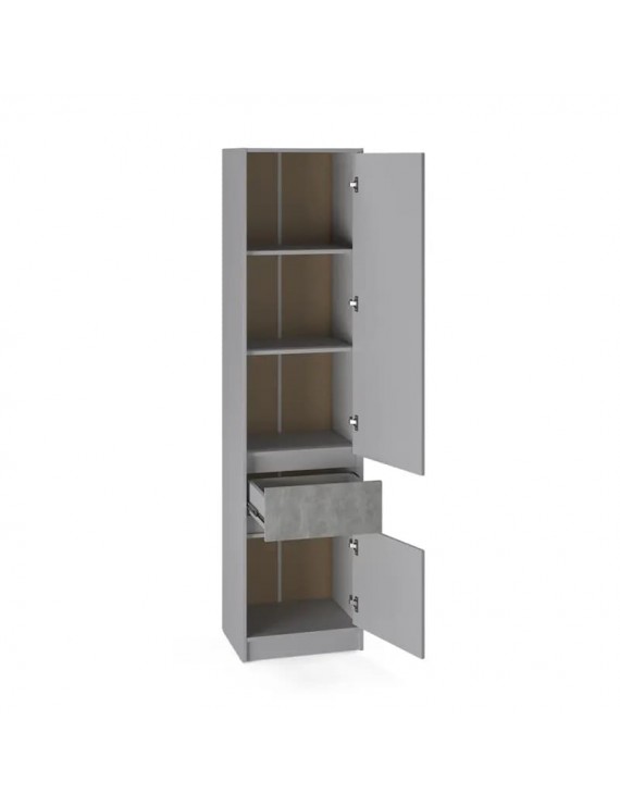 Шафа-пенал закрита з полицями та шухлядою Еверест Стайл-500 50х39х203 см Кашемір/Бетон (DTM-071151)