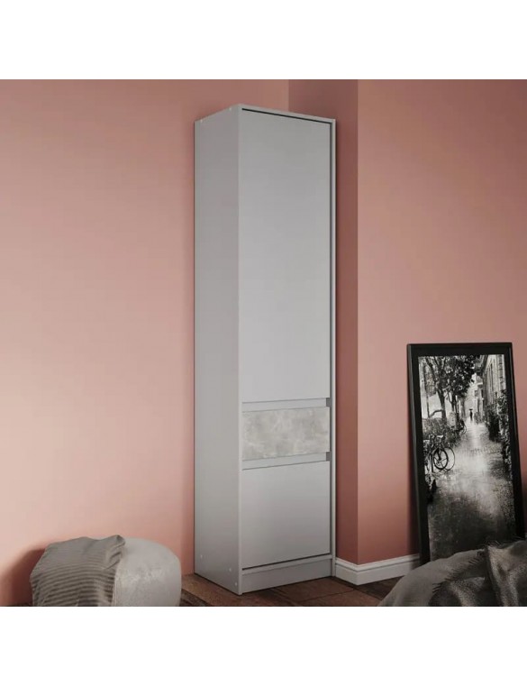 Шафа-пенал закрита з полицями та шухлядою Еверест Стайл-500 50х39х203 см Кашемір/Бетон (DTM-071151)