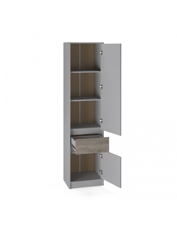 Шафа-пенал закрита з полицями та шухлядою Еверест Стайл-500 50х39х203 см Кашемір/Дуб крафт сірий (DTM-071153)