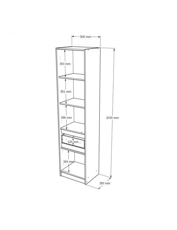 Шафа-пенал закрита з полицями та шухлядою Еверест Стайл-500 50х39х203 см Кашемір/Дуб крафт сірий (DTM-071153)