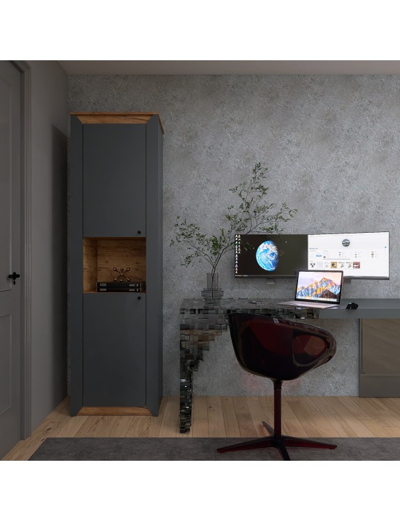 Пенал відкритий Еверест Нордік-600 Графіт + Дуб крафт золотий (DTM-5534)