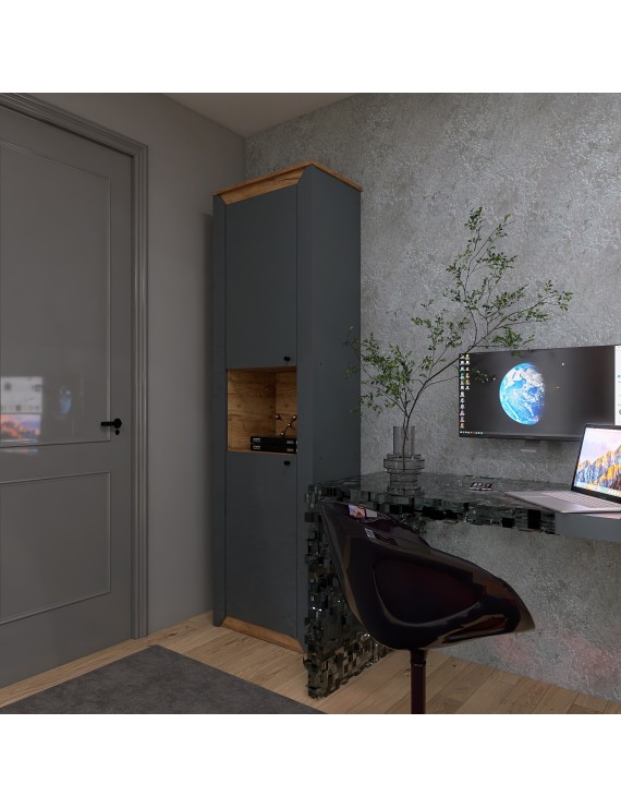 Пенал відкритий Еверест Нордік-600 Графіт + Дуб крафт золотий (DTM-5534)