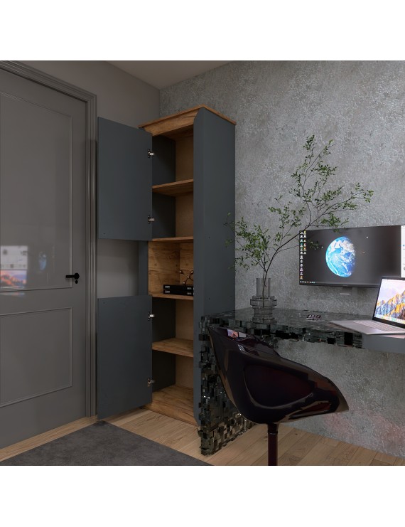 Пенал відкритий Еверест Нордік-600 Графіт + Дуб крафт золотий (DTM-5534)