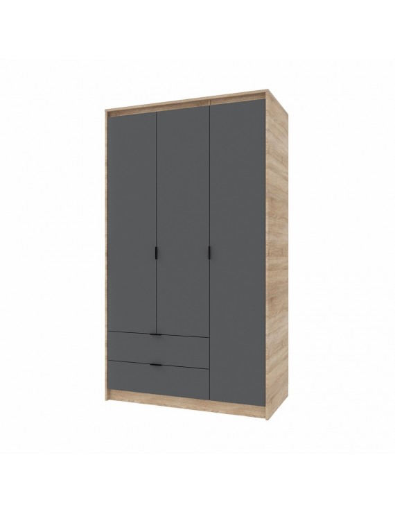 Шафа розпашна для одягу з висувними шухлядами (штанга - полиці) Еверест Сіті-1200 120,2х50х204,6 см Дуб сонома/Графіт (DTM-071127)