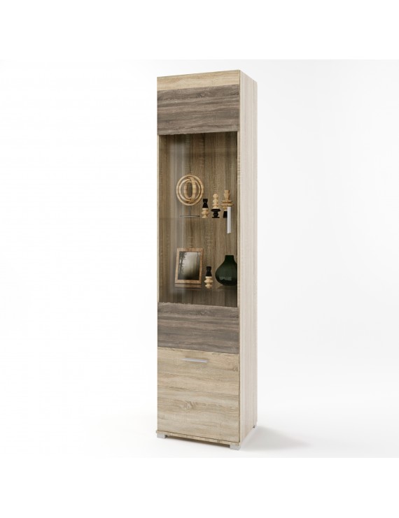 Шафа-пенал вітрина Еверест Британія-19 сонома + трюфель (DTM-2266)