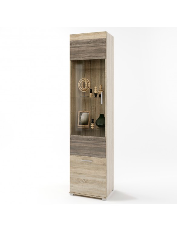 Шафа-пенал вітрина Еверест Британія-19 сонома + трюфель (DTM-2266)