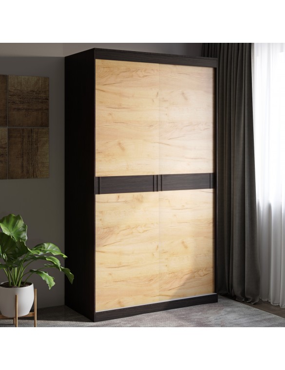 Шафа-купе Еверест Соната 1200 дводверна 120х60х217 венге темний + дуб крафт золотий (DTM-2393)