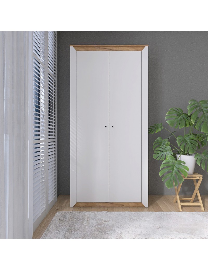 Шафа дводверна Еверест Нордік-990 Білий + Дуб крафт золотий (DTM-5535)