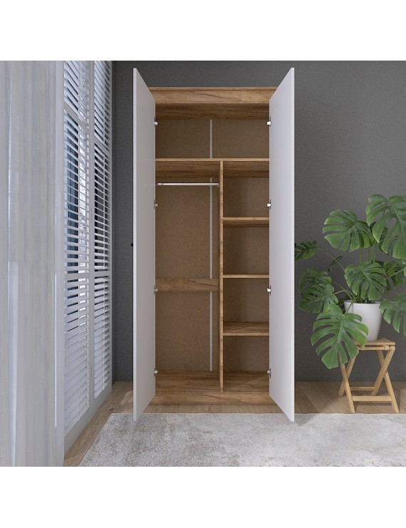 Шафа дводверна Еверест Нордік-990 Білий + Дуб крафт золотий (DTM-5535)