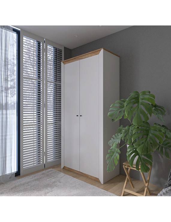 Шафа дводверна Еверест Нордік-990 Білий + Дуб крафт золотий (DTM-5535)