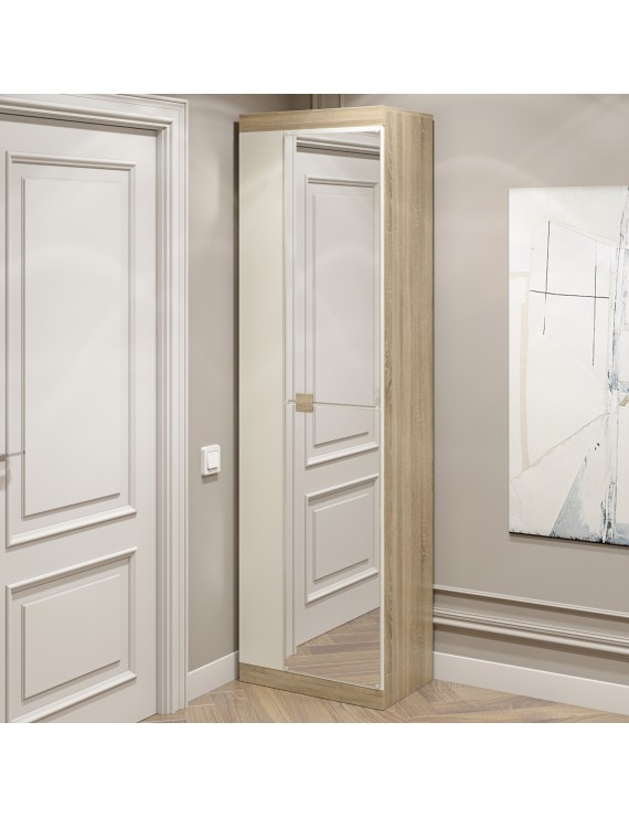 Шафа розпашна Еверест Соната-600 з дзеркалом дуб сонома + білий (DTM-2633)