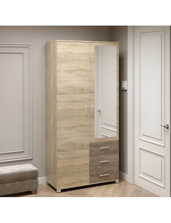 Шафа пряма з дзеркалом та ящиками Еверест Бриз ШП-4 сонома + трюфель (DTM-2480)