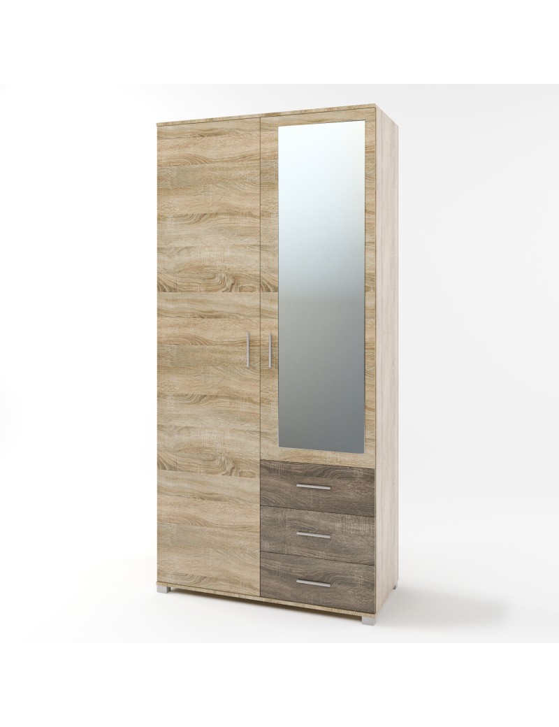 Шафа пряма з дзеркалом та ящиками Еверест Бриз ШП-4 сонома + трюфель (DTM-2480)