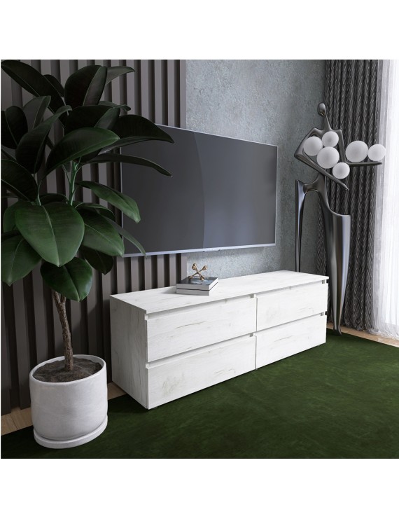 Тумба під телевізор Еверест ЛТВ-1400 Лайт 140х38х49 см Дуб Крафт білий (DTM-071082)