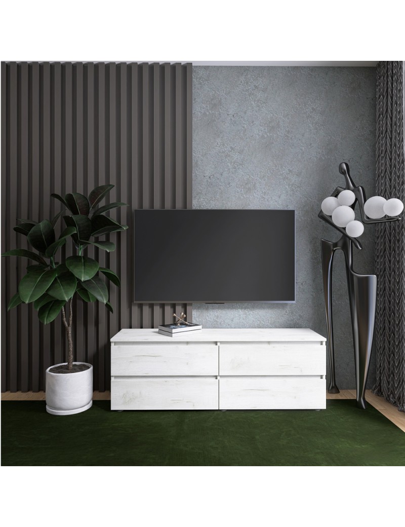 Тумба під телевізор Еверест ЛТВ-1400 Лайт 140х38х49 см Дуб Крафт білий (DTM-071082)