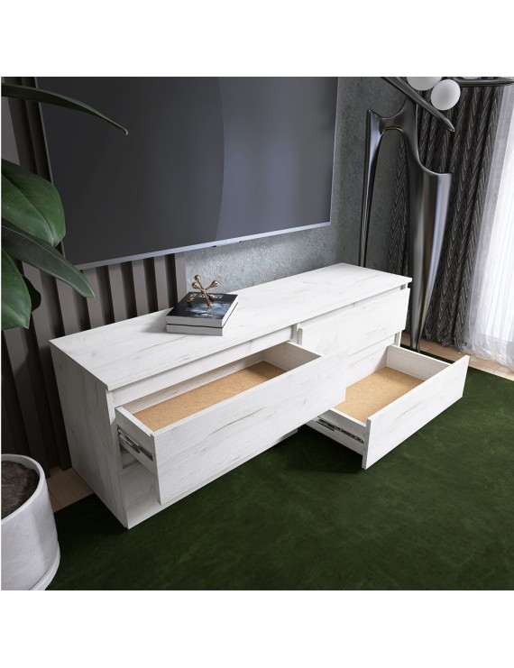 Тумба під телевізор Еверест ЛТВ-1400 Лайт 140х38х49 см Дуб Крафт білий (DTM-071082)