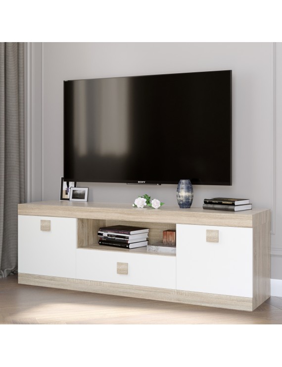 Тумба Еверест ТВ 1500 Соната 150х38х50 дуб сонома + білий (DTM-2262)