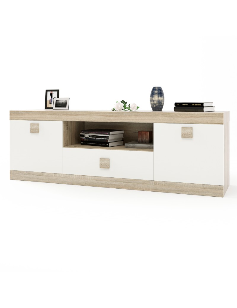 Тумба Еверест ТВ 1500 Соната 150х38х50 дуб сонома + білий (DTM-2262)