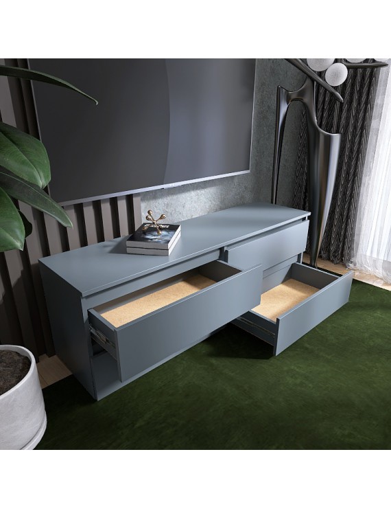 Тумба під телевізор Еверест ЛТВ-1400 Лайт 140х38х49 см Графіт (DTM-4910)