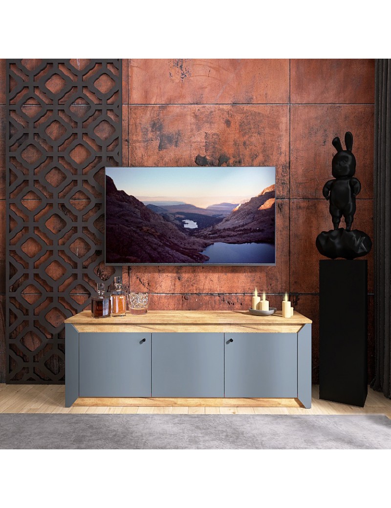 Тумба під телевізор Еверест Нордік ТВ-1500 Графіт + Дуб крафт золотий (DTM-5542)