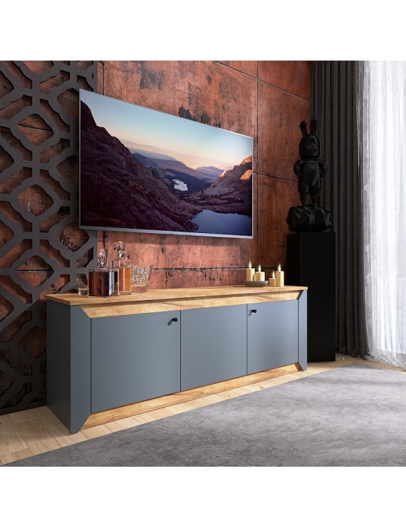 Тумба під телевізор Еверест Нордік ТВ-1500 Графіт + Дуб крафт золотий (DTM-5542)