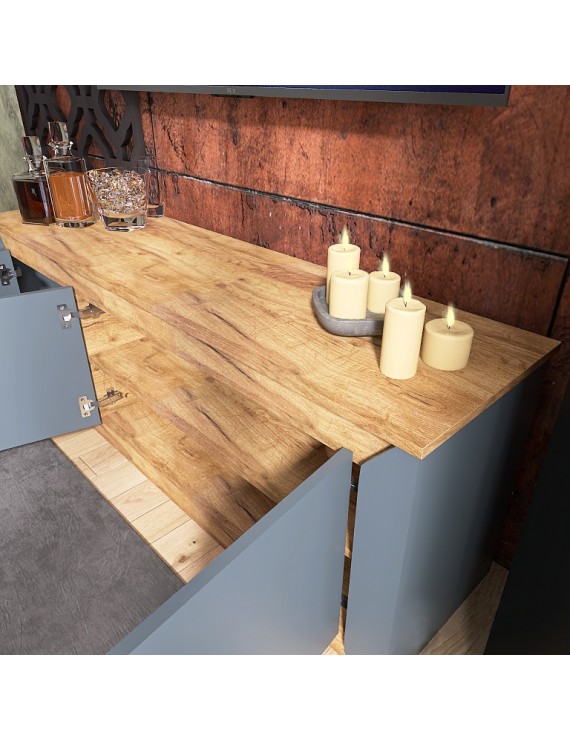 Тумба під телевізор Еверест Нордік ТВ-1500 Графіт + Дуб крафт золотий (DTM-5542)