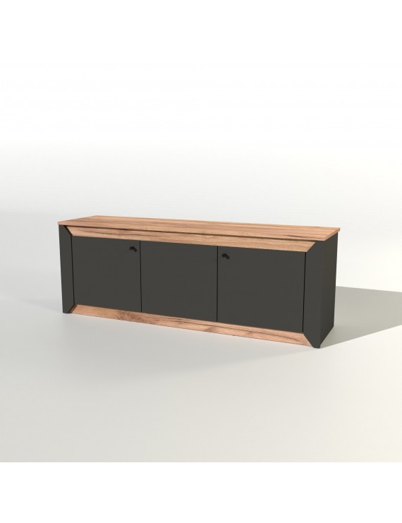 Тумба під телевізор Еверест Нордік ТВ-1500 Графіт + Дуб крафт золотий (DTM-5542)