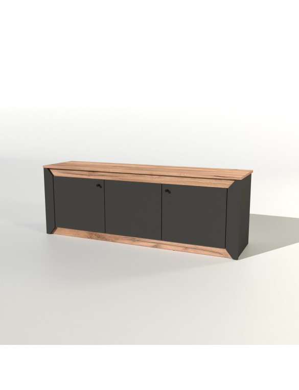 Тумба під телевізор Еверест Нордік ТВ-1500 Графіт + Дуб крафт золотий (DTM-5542)