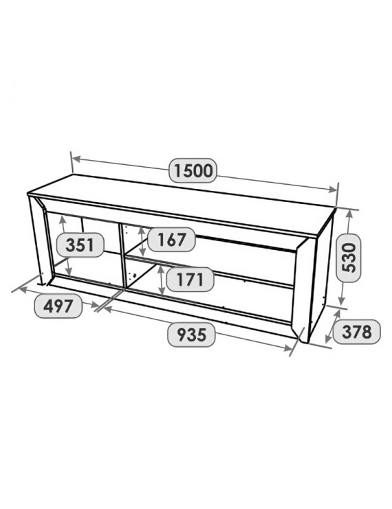 Тумба під телевізор Еверест Нордік ТВ-1500 Графіт + Дуб крафт золотий (DTM-5542)