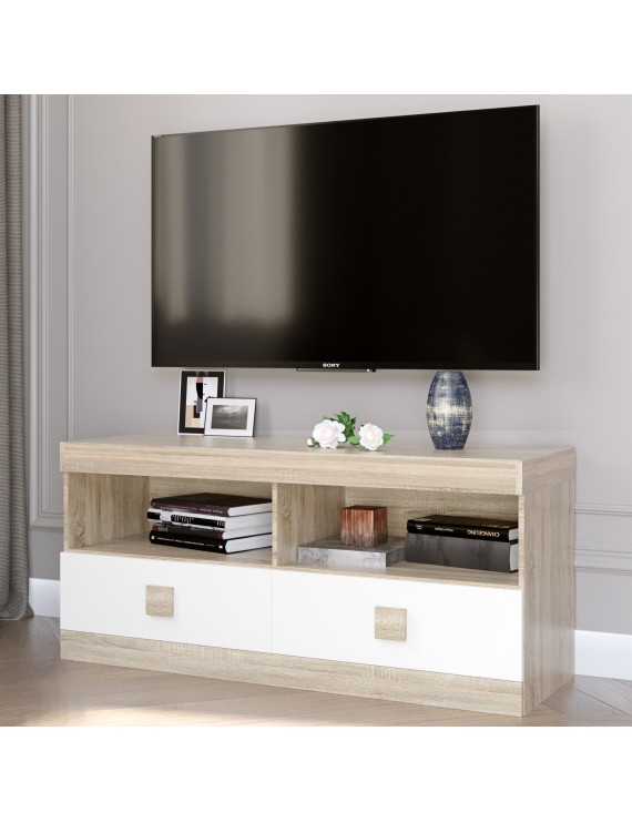 Тумба Еверест ТВ 1100 Соната 110х38х50 дуб сонома + білий (DTM-2255)