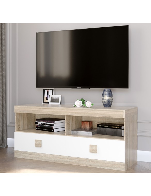 Тумба Еверест ТВ 1100 Соната 110х38х50 дуб сонома + білий (DTM-2255)