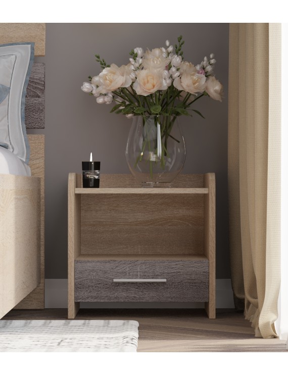 Тумба біля ліжка Еверест Т-1 40х40х40 сонома + трюфель (DTM-2079)