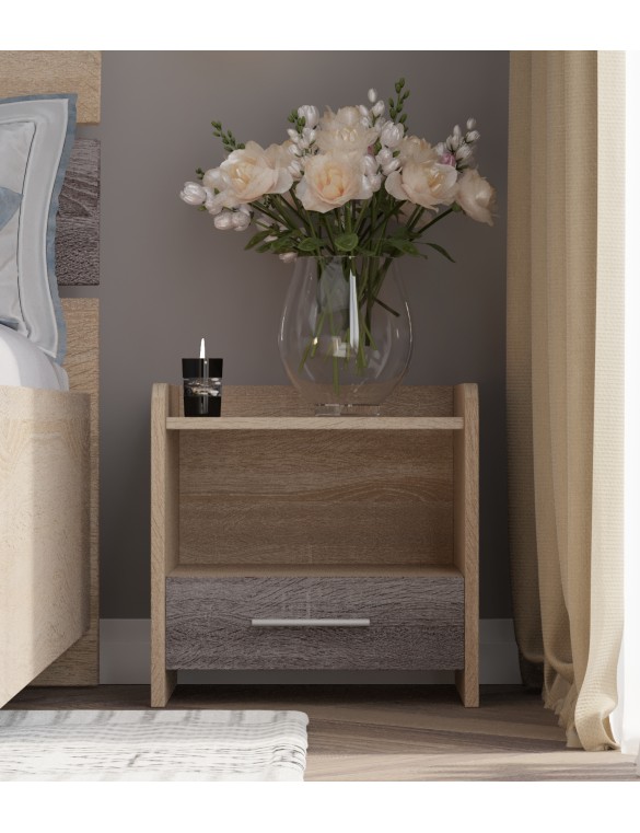 Тумба біля ліжка Еверест Т-1 40х40х40 сонома + трюфель (DTM-2079)