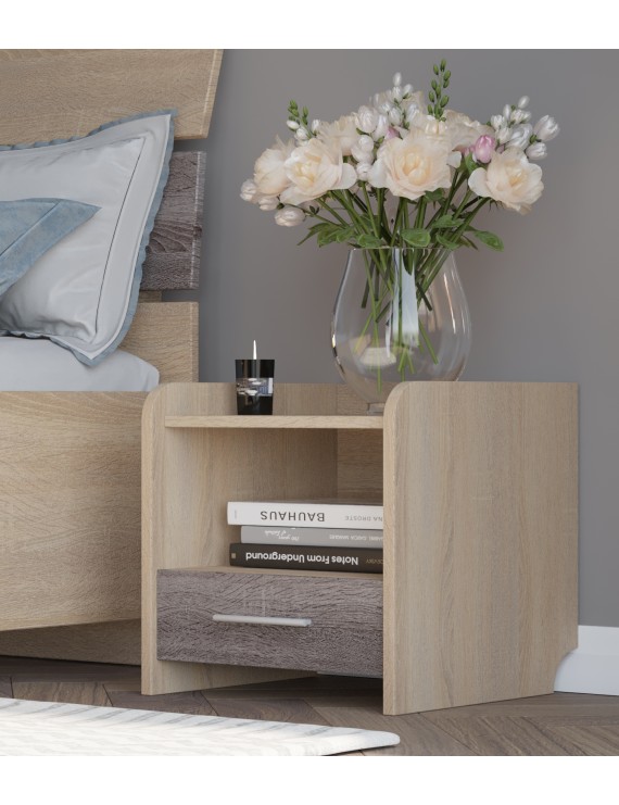 Тумба біля ліжка Еверест Т-1 40х40х40 сонома + трюфель (DTM-2079)