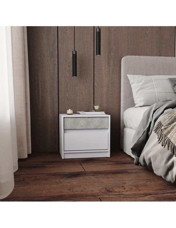 Тумба приліжкова Еверест Стайл-500 50,2х39х44,2 см Німфея Альба (білий)/Бетон (DTM-071154)