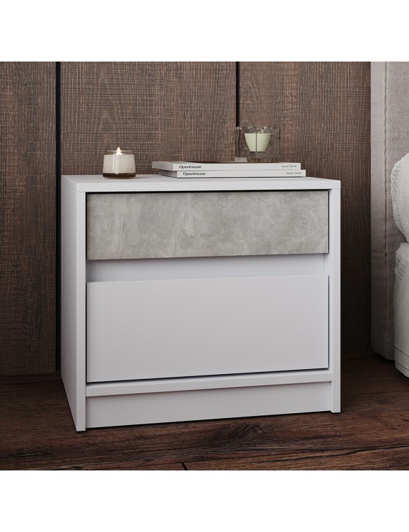 Тумба приліжкова Еверест Стайл-500 50,2х39х44,2 см Німфея Альба (білий)/Бетон (DTM-071154)