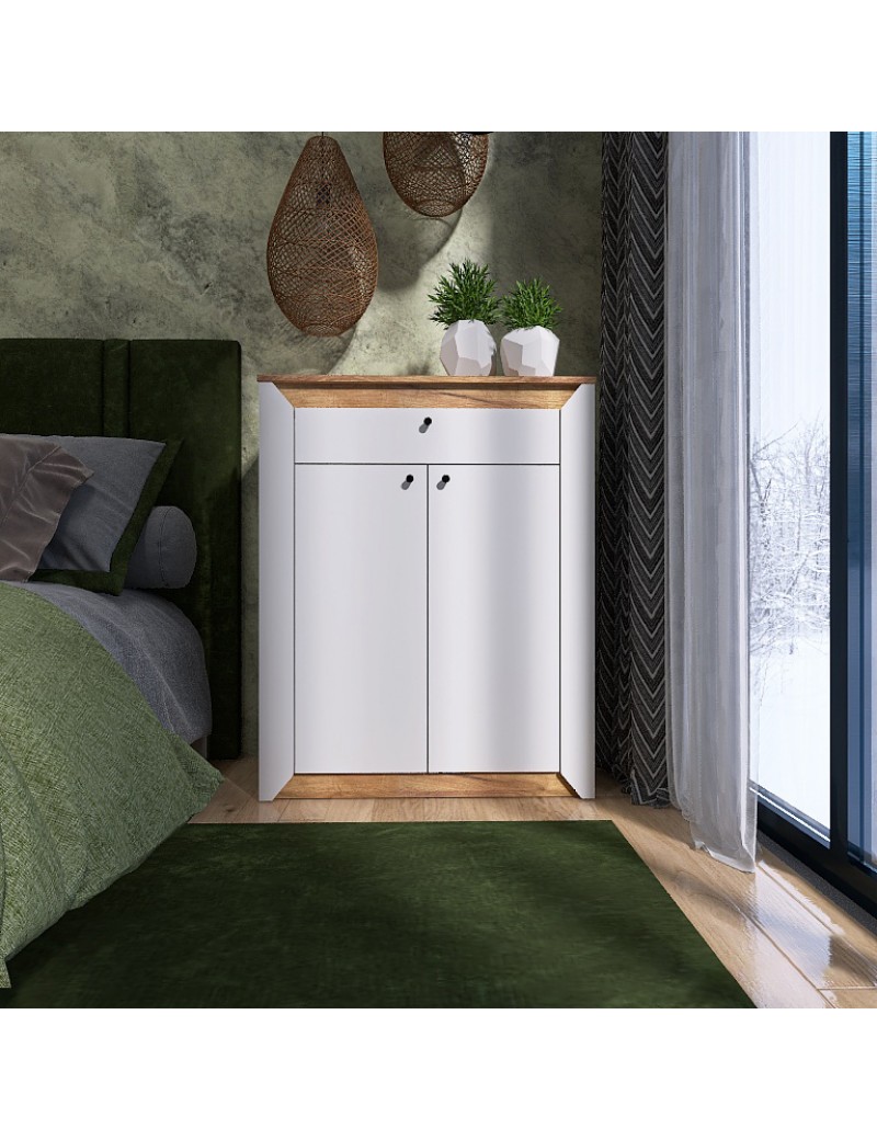 Тумба закрита Еверест Нордік-800 80х38х100 см Білий + Дуб крафт золотий (DTM-5529)