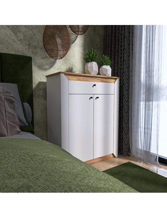 Тумба закрита Еверест Нордік-800 80х38х100 см Білий + Дуб крафт золотий (DTM-5529)