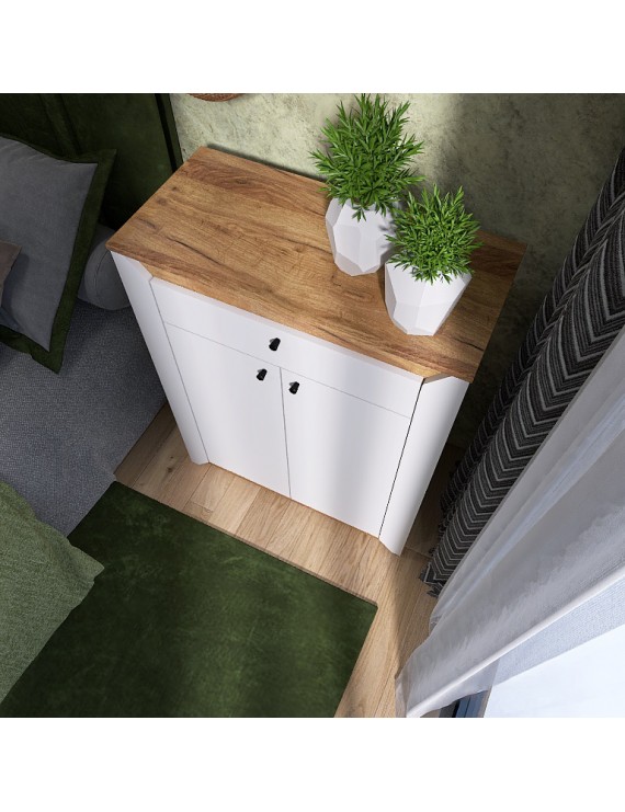 Тумба закрита Еверест Нордік-800 80х38х100 см Білий + Дуб крафт золотий (DTM-5529)