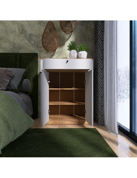 Тумба закрита Еверест Нордік-800 80х38х100 см Білий + Дуб крафт золотий (DTM-5529)