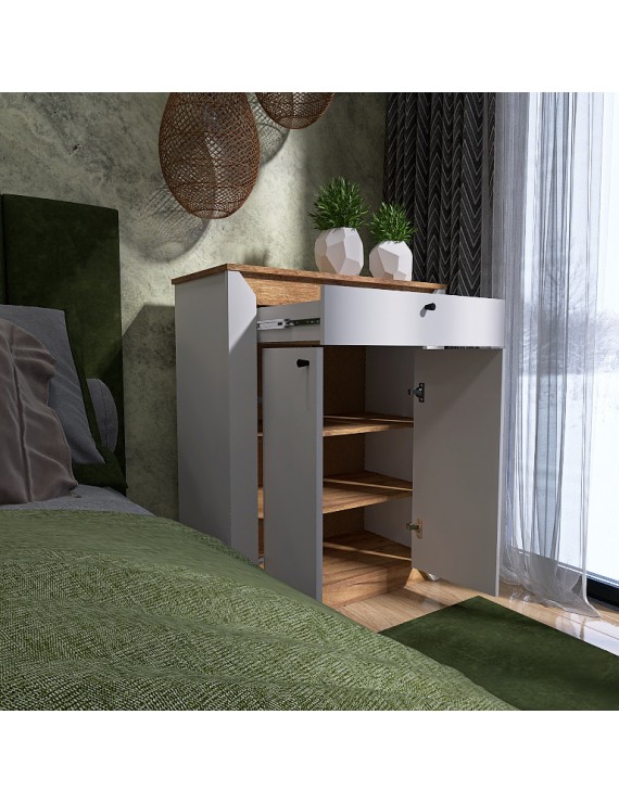 Тумба закрита Еверест Нордік-800 80х38х100 см Білий + Дуб крафт золотий (DTM-5529)